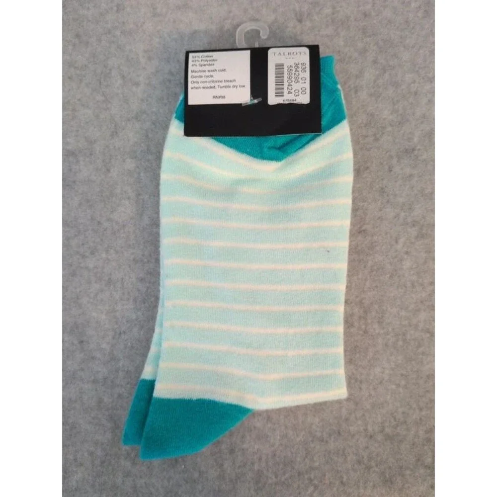 Talbots Trouser Socks Teal Pink Bicycle women's one size